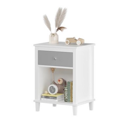 LIVAREEmlen 26.77''H Wooden Nightstand with One Drawer One Shelf for Kids, Adults