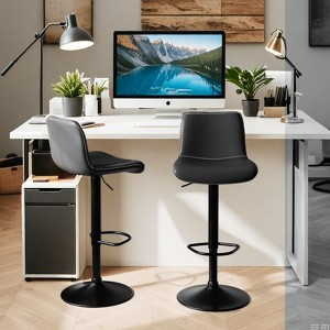 Adjustable Swivel Bar Stools Set of 2/4, 24"-32" PU Leather Counter Stools, 300Lbs Capacity, 360° Rotation for Kitchen/Bar - 1 of 4