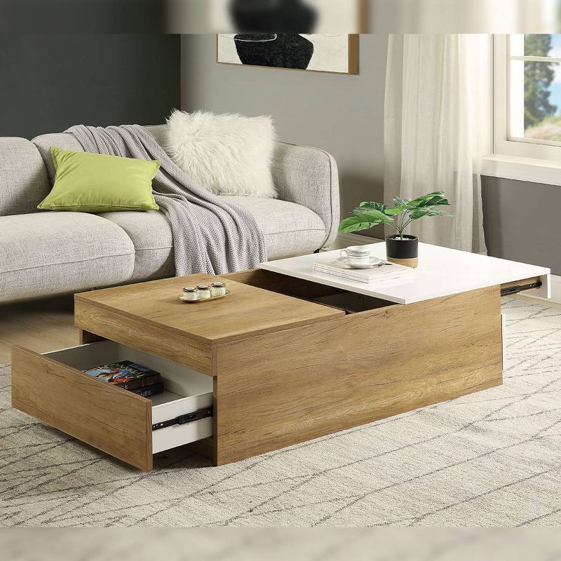 Aafje 49&#34; Coffee Tables Oak/White Finish - Acme Furniture, 1 of 7