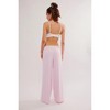 Women's Comfy Straight-Leg Pants Fashion Loose Fit Casual Drawstring Lounge Pants Striped Print Stretch Wide Leg Trousers - 3 of 4