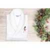 Linum Home Textiles 100% Turkish Cotton Terry Bath Robe Embroidered with Snowman Design - 4 of 4
