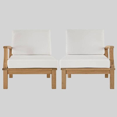 Marina 2pc Outdoor Patio Teak Set - White - Modway