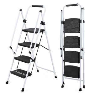 JANSNO Lightweight Folding Steel Ladder with Anti-Slip Pedals and Safety Handle, for Home, Kitchen, Office Use - 1 of 4