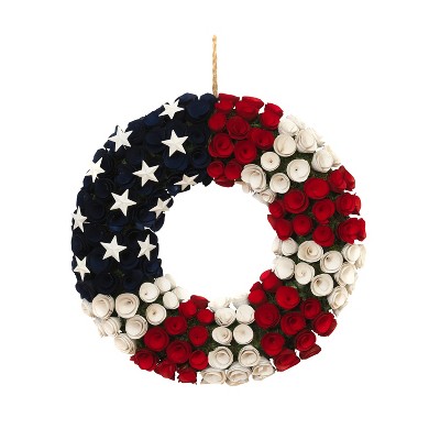 Gerson International 21.5-Inch Diameter Wood and Twig Americana Rose Wreath