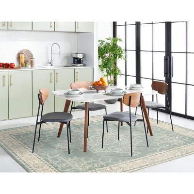 Ivory and Blue Hand-Knotted Wool 4' x 6' Area Rug