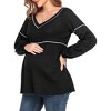Womens Maternity Blouse V Neck Long Sleeve Waffle Knit Blouse - 2 of 4
