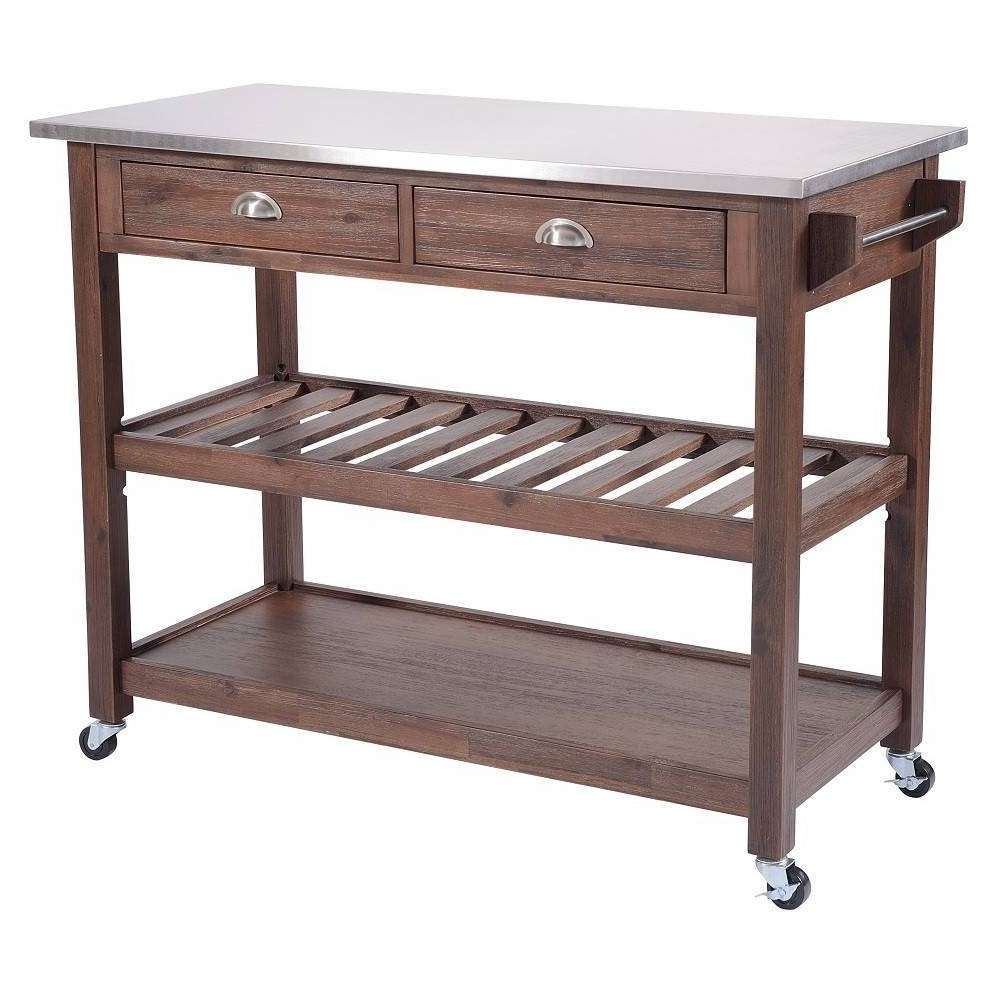 Sonoma Kitchen Cart with Stainless Steel Top Chestnut - Boraam: Portable Island, Towel Rack, Storage