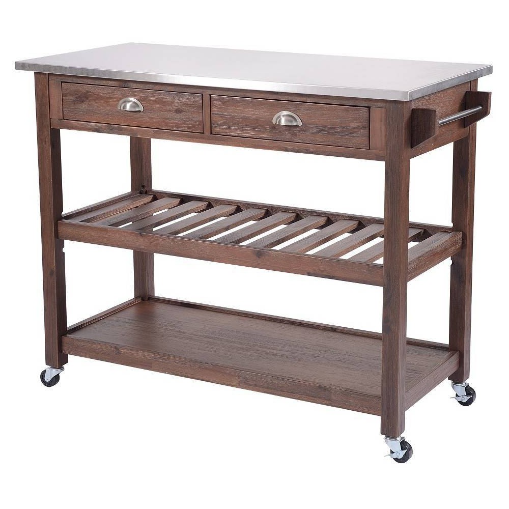 Photos - Other Furniture Sonoma Kitchen Cart with Stainless Steel Top Chestnut - Boraam: Portable I