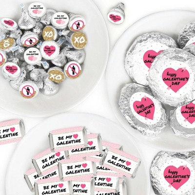 Big Dot of Happiness Be My Galentine - Mini Candy Bar Wrappers, Round Candy Stickers & Circle Stickers - Valentine's Day Candy Favor Kit - 304 Pcs