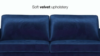 Green Velvet Pillow-Top Arm Sofa with Wood Frame