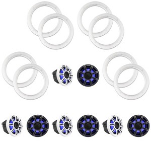 Kicker (4 Pair ) 51MSC65 LED 6.5" Premium Marine Coaxial with a Pair of 50KLSR65 6.5 Led Speaker Ring Bundle - 1 of 4