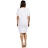 24seven Comfort Apparel Solid Color Loose Fit V Neck T Shirt Style Womens Knee Length Dress - 3 of 4