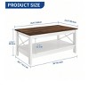 Farmhouse Coffee Table With Storage Wood 2 Tier Center Cocktail Table Living Room, White - 4 of 4
