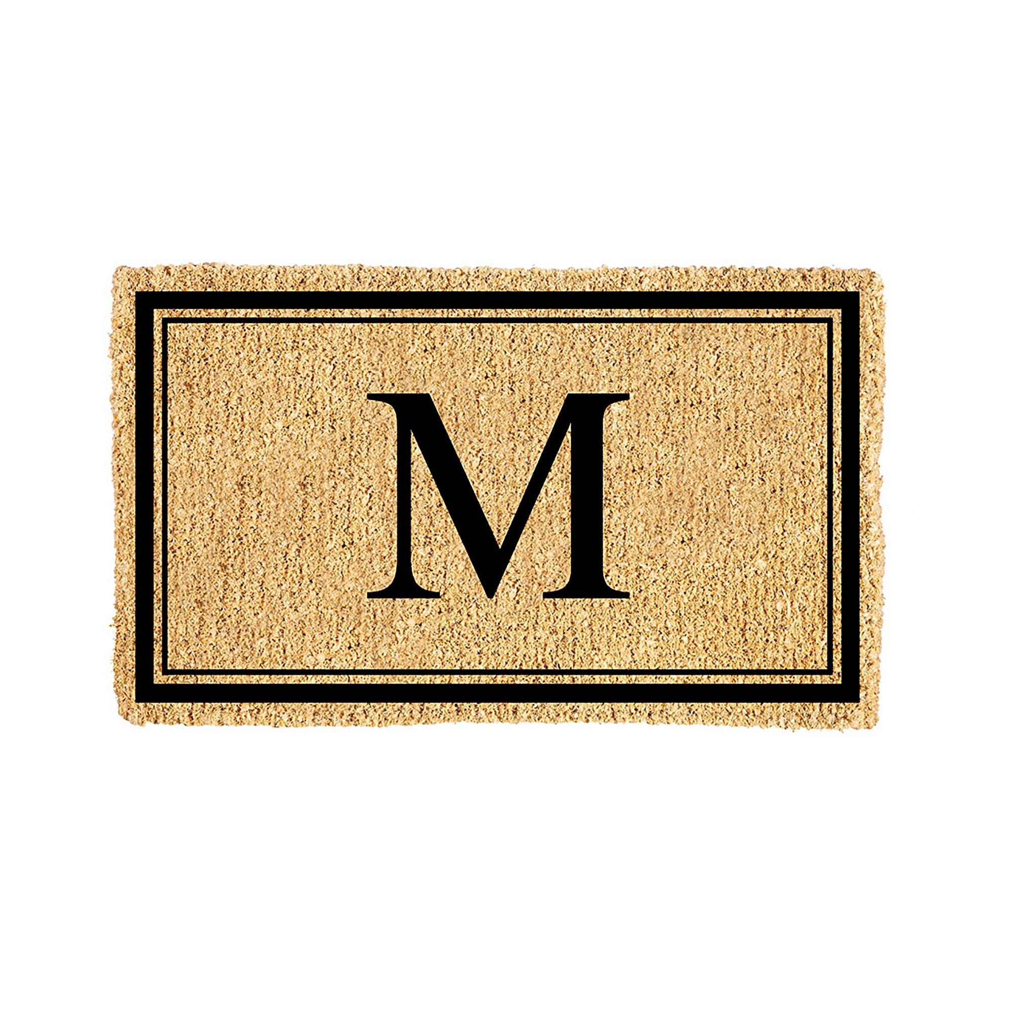 Evergreen Monogram Indoor Outdoor 100% Natural Coir Doormat 28" x 16" | Letter "M"