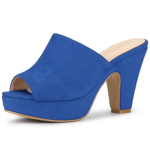 Allegra K Women's Open Toe Platform Chunky Heel Slides Sandals - 1 of 4