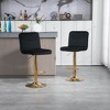 Modern Velvet Swivel Bar Stools With Backrest Footrest Set Of 2 Barstools Tall Chairs Counter Height Chairs black-gold legs - 3 of 4