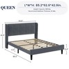 Bed Frame with Vertical Channel Headboard, Upholstered Bed Frame with Wood Slats - 2 of 4