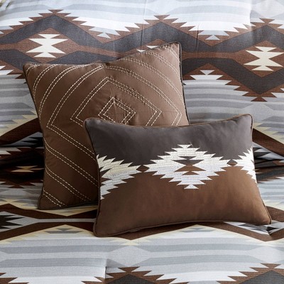 Full Brown Microfiber Reversible Southwestern Comforter Set