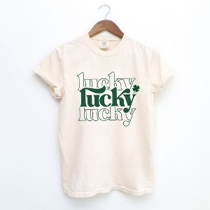 Simply Sage Market Women's Lucky Clover Stacked Short Sleeve Garment Dyed Tee - 1 of 4