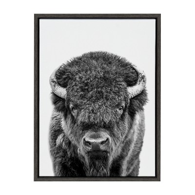 Sylvie Black and White Bison Portrait Canvas Art
