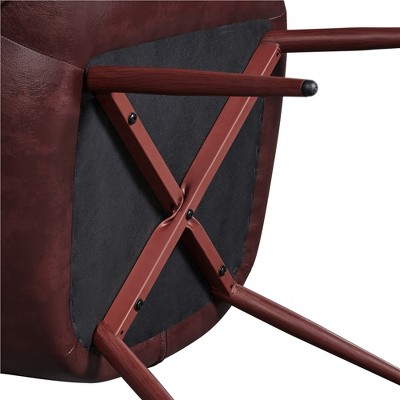Chestnut Brown Faux Leather Wingback Accent Chair