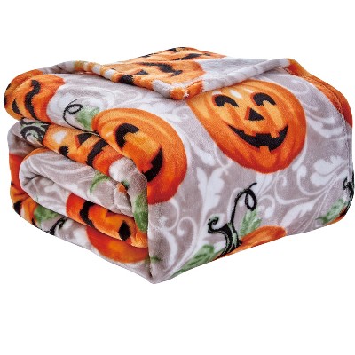 Pumpkin Cats Halloween Microplush Throw Blanket 50" x 60"