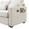 Vynxaria 104" 4-Seater Modern Linen Fabric Sofa with Armrest Pockets & 4 Pillows - 4 of 4