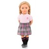  Our Generation Hally Doll – Soft 18-inch Fashion Doll with  Holiday Clothing Accessories – Unique Grey-Blue Eyes and Curly Blonde Hair  : Toys & Games