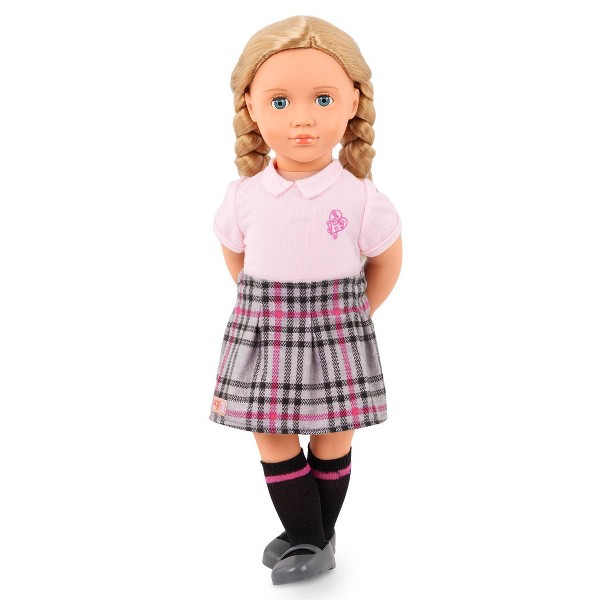 Nuestra Generación Hally con Libro de Cuentos y Accesorios Muñeca Escolar Posable de 18" 3