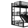 KTMBDW Metal Triple Bunk Bed, Heavy Duty Bunkbeds, Full-Length Guardrail and Slide, No Box Spring Needed, Black - 4 of 4