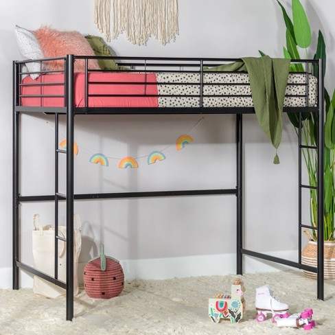 Full Size Metal Platform Kids Loft Bed Black Saracina Home Target