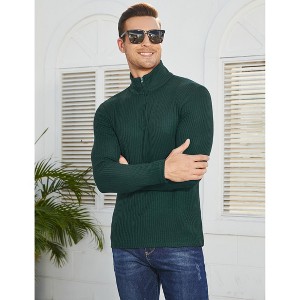 Coolmee Men's Polo Shirts Slim Fit Long Sleeve Zipper Polo T Shirt Casual Golf Shirt Classic Tee - 1 of 4