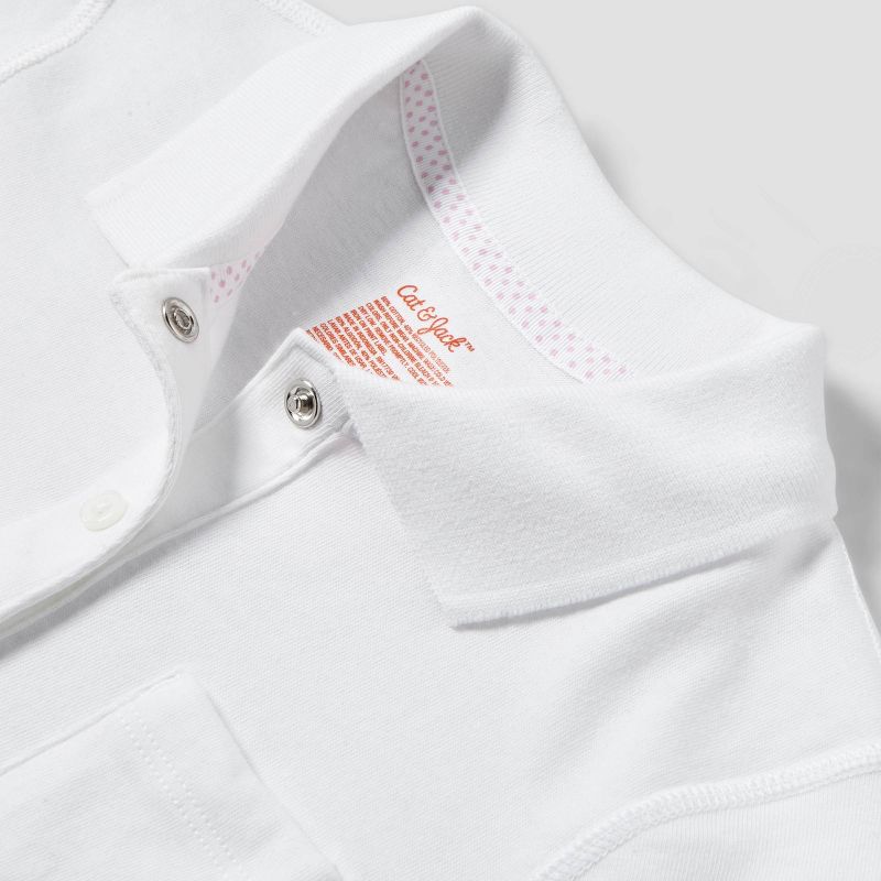 Girls' Adaptive Short Sleeve Polo Shirt - Cat & Jack™ White, 3 of 4