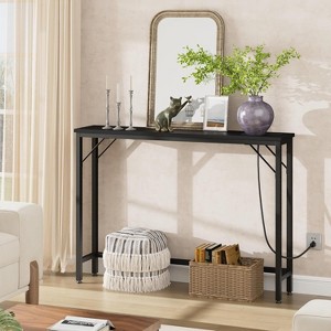 5.9" Narrow Console Table with Outlets, Slim Sofa Table for Living Room, Skinny Behind Couch Table, Industrial Hallway Table for Entryway - 1 of 4