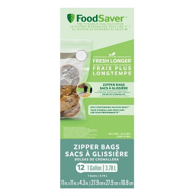 FoodSaver 12ct Gallon Zipper Bags for Use with FoodSaver Handheld Vacuum Sealer