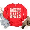 Deck the Halls Block Distressed - Women's Garment Dyed Long Sleeve Graphic T-Shirt - 2 of 4