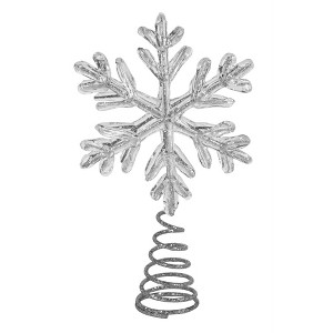 Kurt Adler 7" Un-Lit Mini Snowflake Treetopper, Silver - 1 of 4