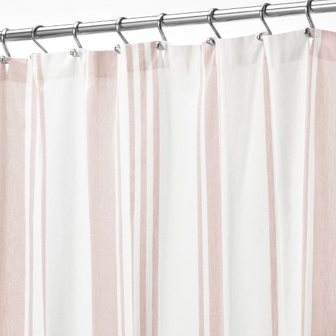 Mdesign Fabric Large Shower Curtain, Pink And Black Striped Shower Curtain