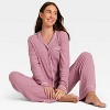Women's Cozy Ribbed Notch Collar Long Sleeve Shirt and Pants Pajama Set - Auden™ - 3 of 3
