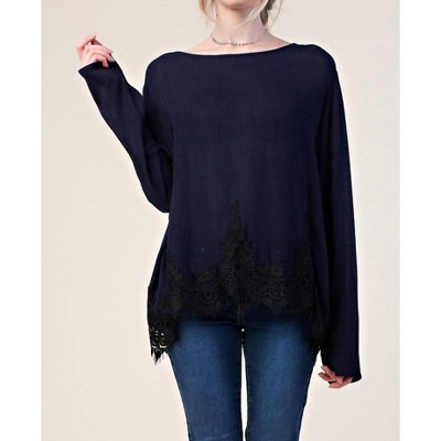 Women's Intricate Lace Long Sleeve Top - KORI