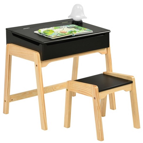 Costway Kids Wooden Study Desk & Chair Writing Table W/drawer