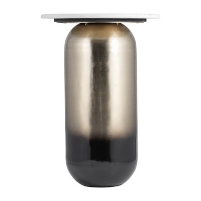 Gold and White Marble Top Round Metal Side Table