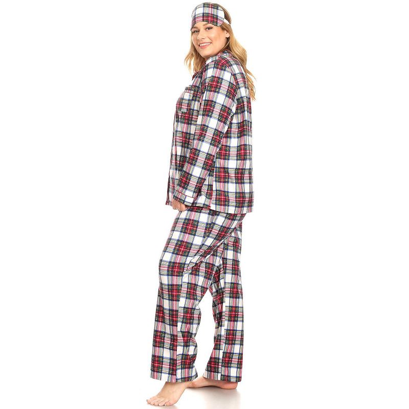 Women's Plus Size Three-Piece Pajama Set - White Mark, 3 of 4