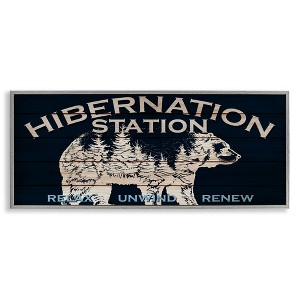 Stupell Industries Hibernation Station Sign Wilderness Bear Trees Silhouette, 13" x 30" - 1 of 4