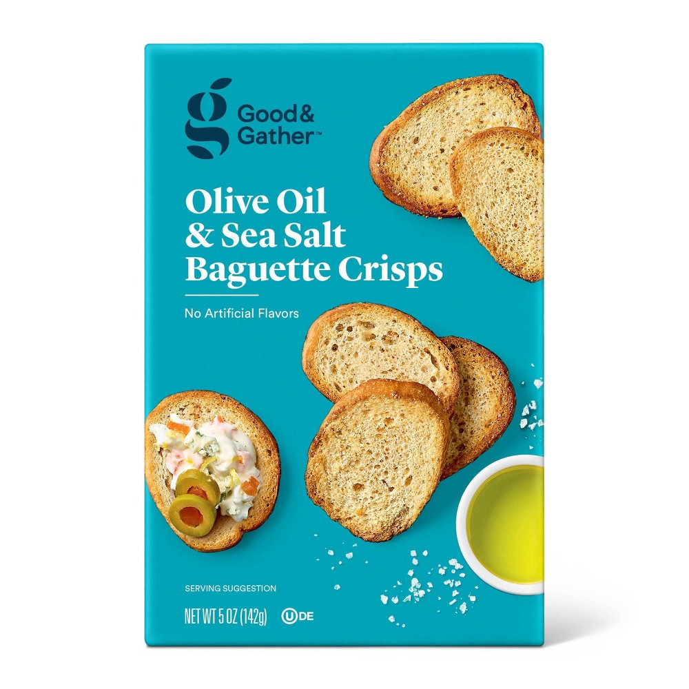 Olive Oil & Sea Salt Baguette Crisps Crackers - 5oz - Good & Gather™