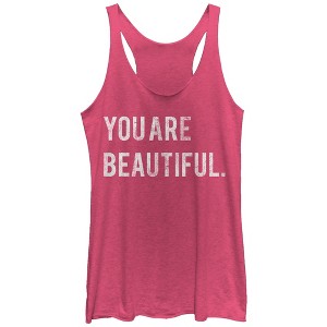 Women's CHIN UP You are Beautiful Racerback Tank Top - 1 of 3