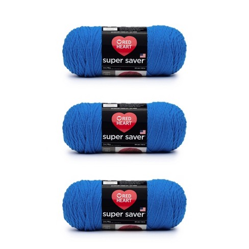 Red Heart Super Saver Denim Yarn - 3 Pack of 141g/5oz - Acrylic - 4 Medium (Worsted) - 364 Yards - Knitting/Crochet, Blue