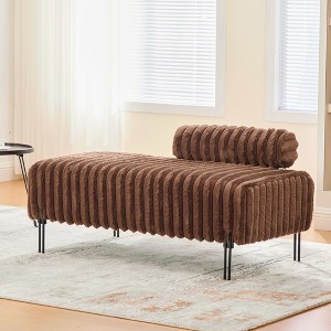 ORRD 49.6" Upholstered Mini Loveseat, Adjustable Back 2-Seater Small Sofa with Metal Legs, Multi-Functional Bench for Small Spaces, Brown - 1 of 4