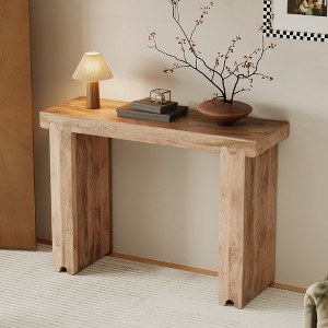 VYNXARIA Console Table, Farmhouse Mango Wood Entryway Table, 45-Inch Thickened Sofa Table, Minimalist Narrow Console Table,Natural - 1 of 4