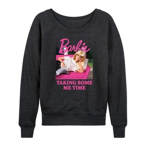 Women's - Barbie - Taking Some Me Time Lightweight French Terry Wide Neck Long Sleeve Shirt - 1 of 4